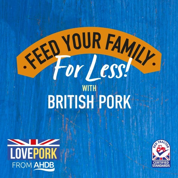 Feed your family for less campaign logo on a blue background